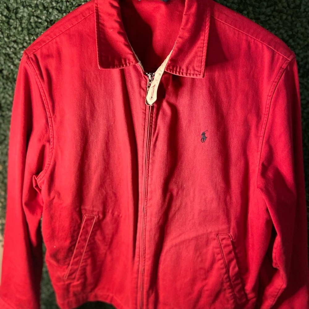 Red zipper polo by Ralph Lauren blue polo sign